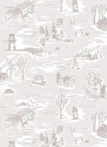 Folklore is a minimalist wallpaper by Opposite Wall of drawings of typical Canadian sightings.