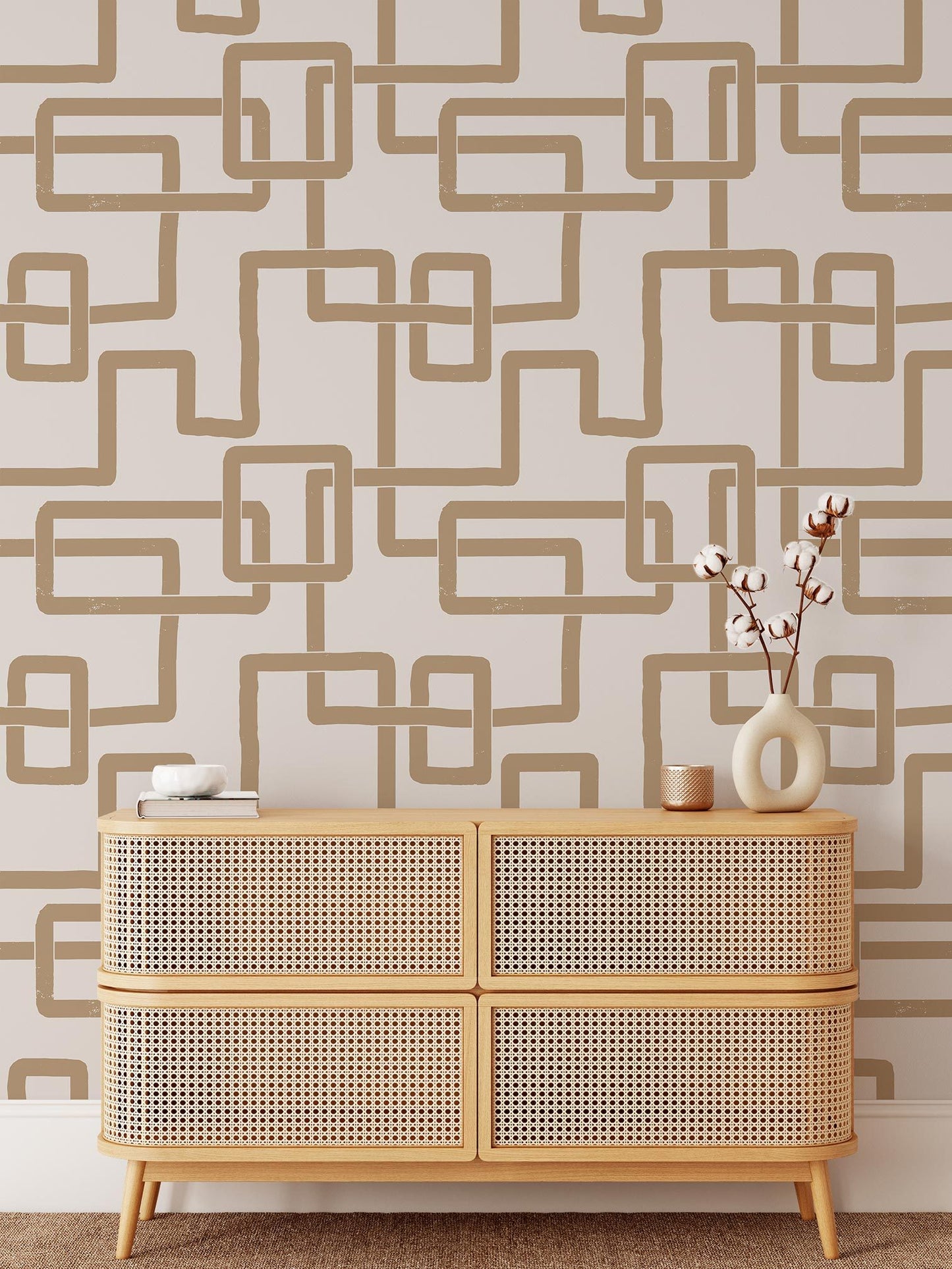 Imbroglio is a minimalist wallpaper by Opposite Wall of lines forming a path to resemble a maze.