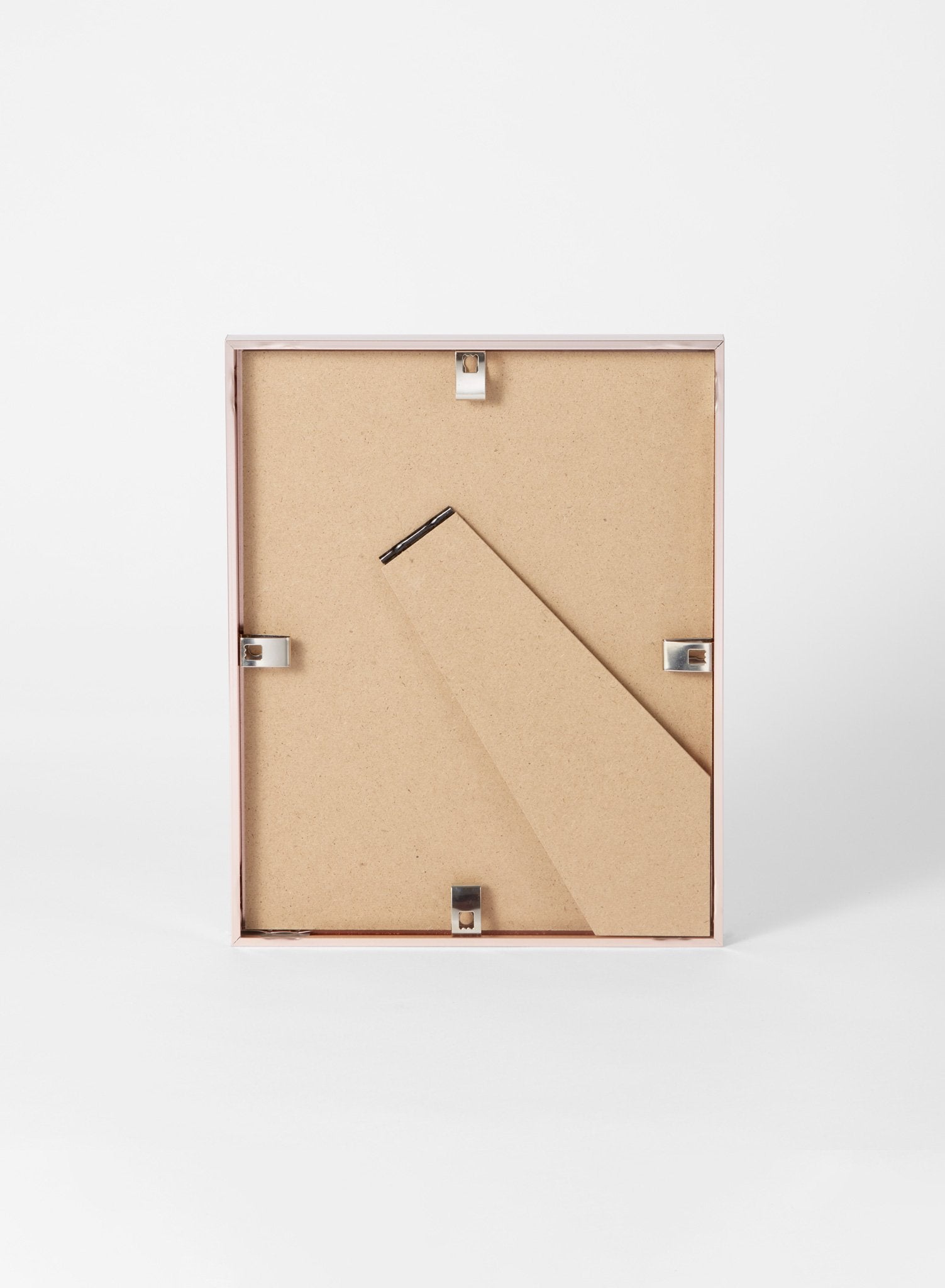 Scandinavian rose gold aluminum metal frame by Opposite Wall - Back of the frame and metal fasteners