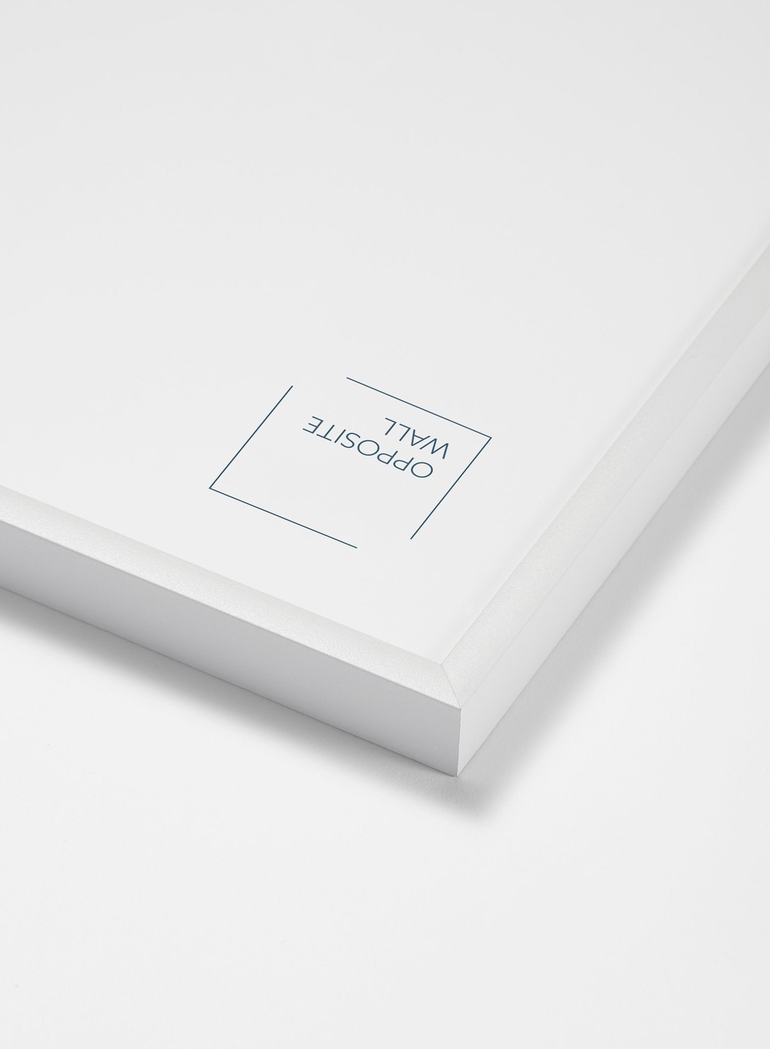 Scandinavian white aluminum metal frame by Opposite Wall - Corner of the frame - Size 20x28 inches