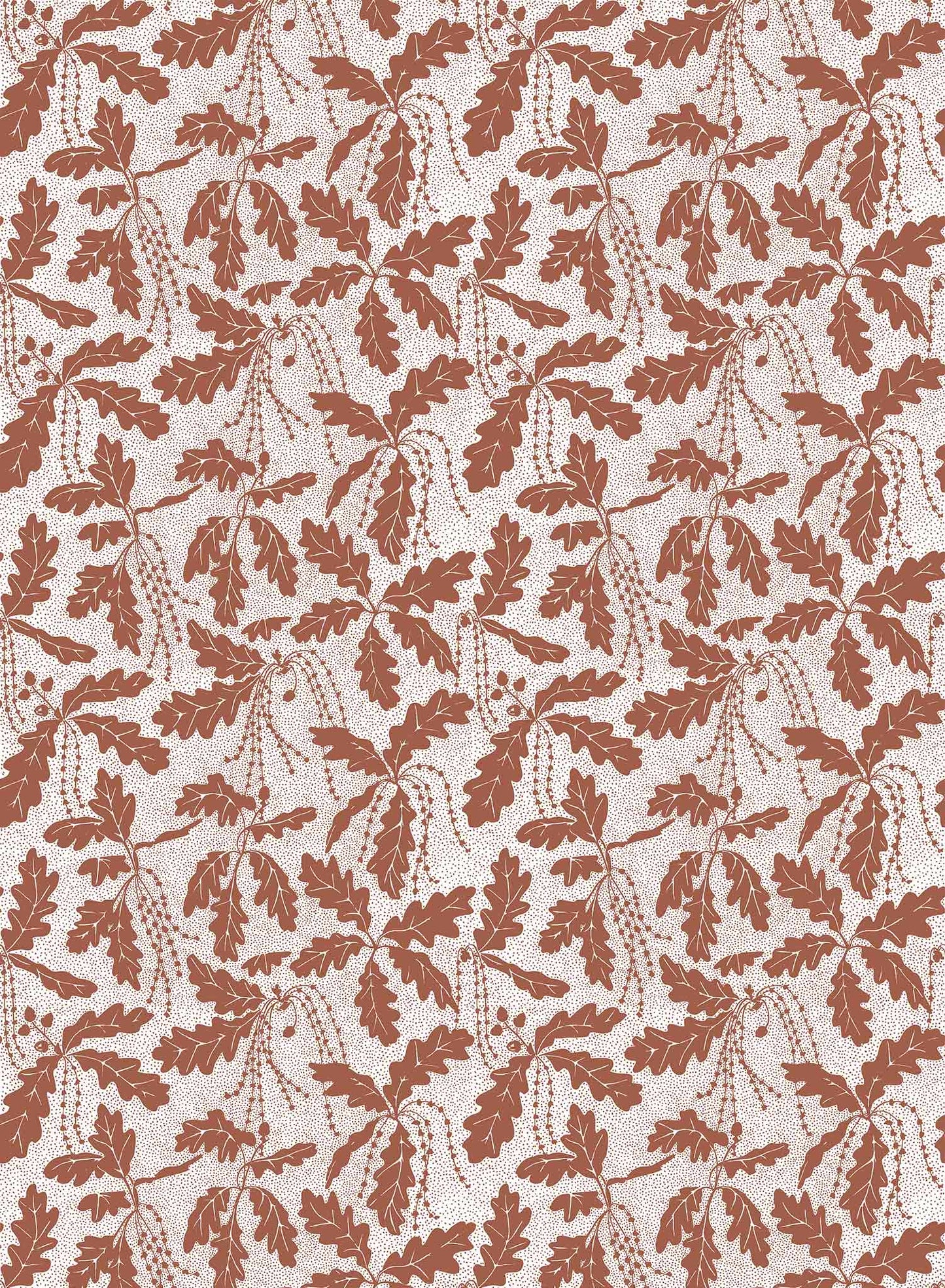 Oak Catkin is a minimalist wallpaper by Opposite Wall of leaves and catkins of oak trees.