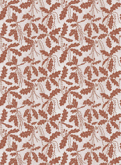 Oak Catkin is a minimalist wallpaper by Opposite Wall of leaves and catkins of oak trees.