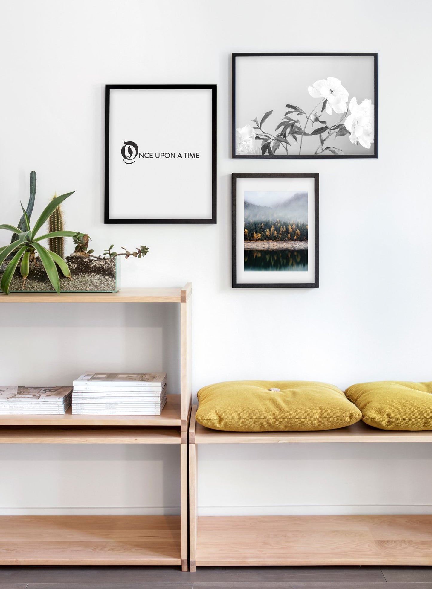 Modern minimalist poster by Opposite Wall with Sweetness peony still life black and white photography - Living room wall gallery