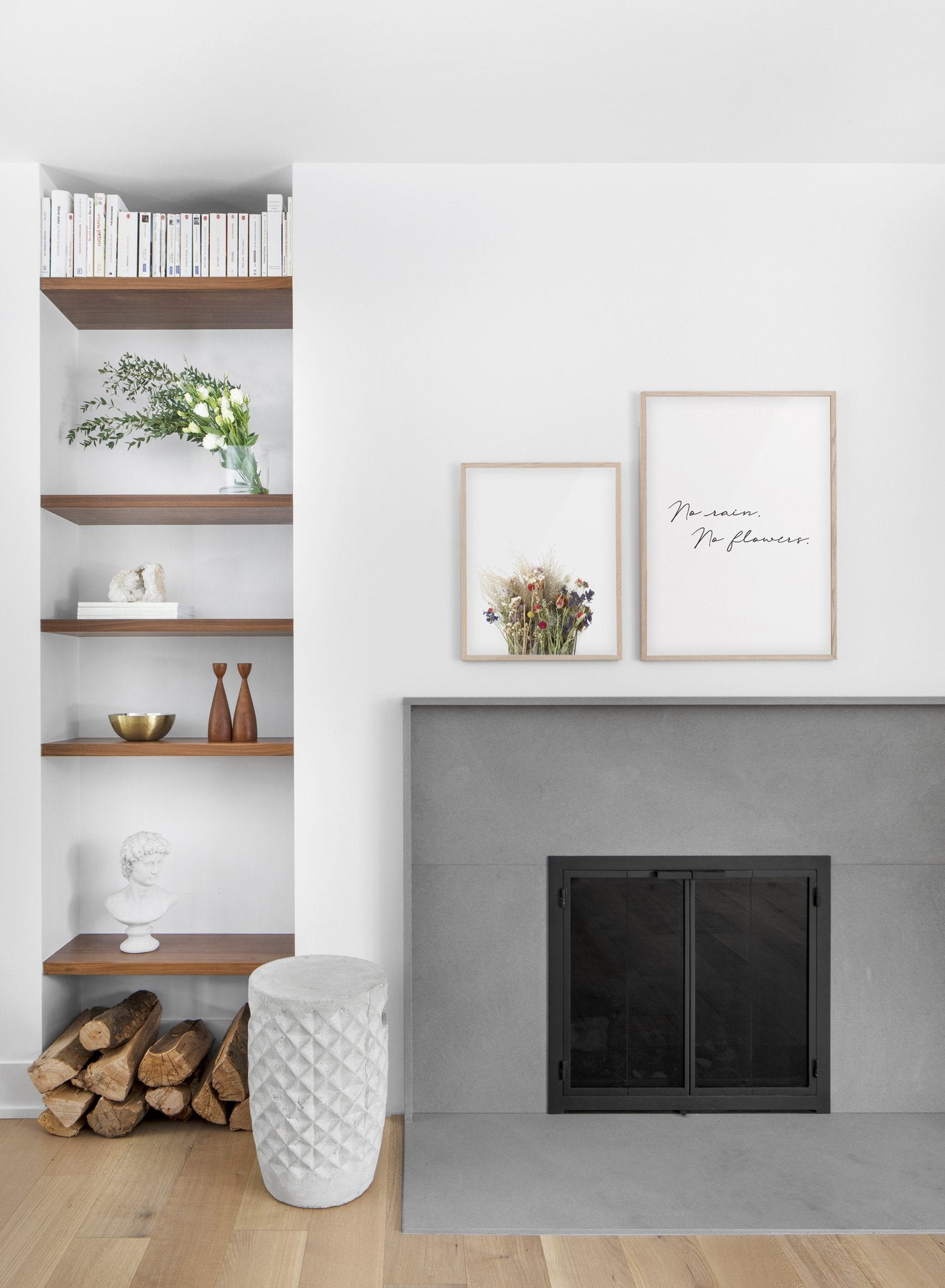 Spring bouquet - Sand desert modern minimalist photography poster by Opposite Wall - Living room with fireplace