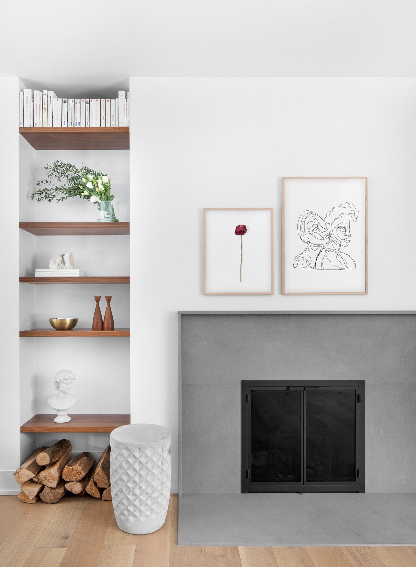 Scandinavian poster by Opposite Wall with abstract line art illustration - Duo - Fireplace