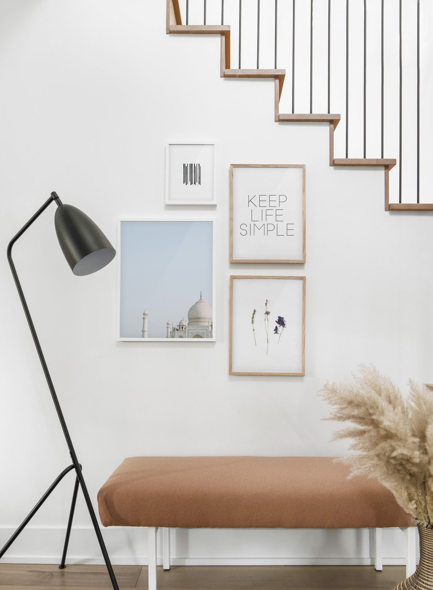 Taj Mahal - Indian modern minimalist photography poster by Opposite Wall - Hallway with gallery wall quadruple