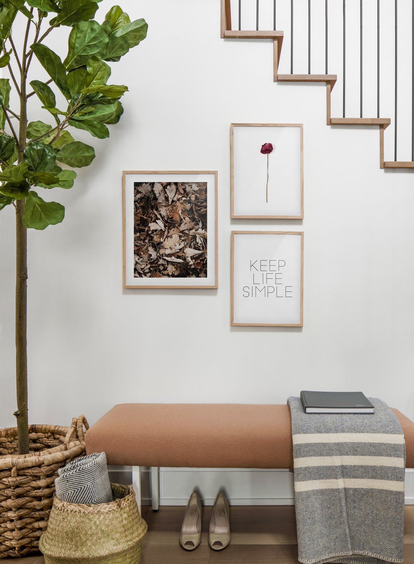 Autumn Leaves modern minimalist photography poster by Opposite Wall - Hallway with staircase