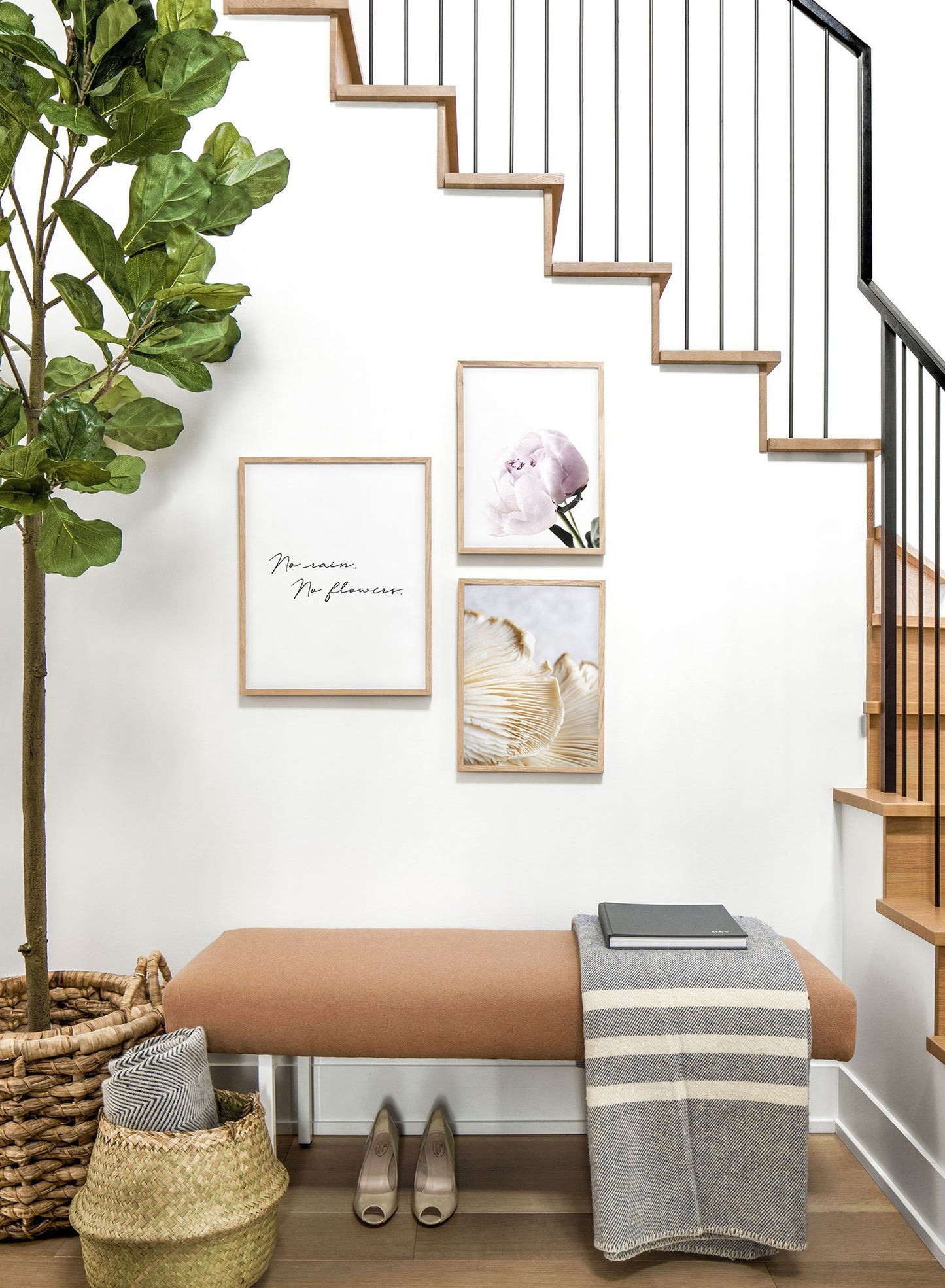 Modern minimalist poster by Opposite Wall with close-up photography of mushroom - trio - entryway