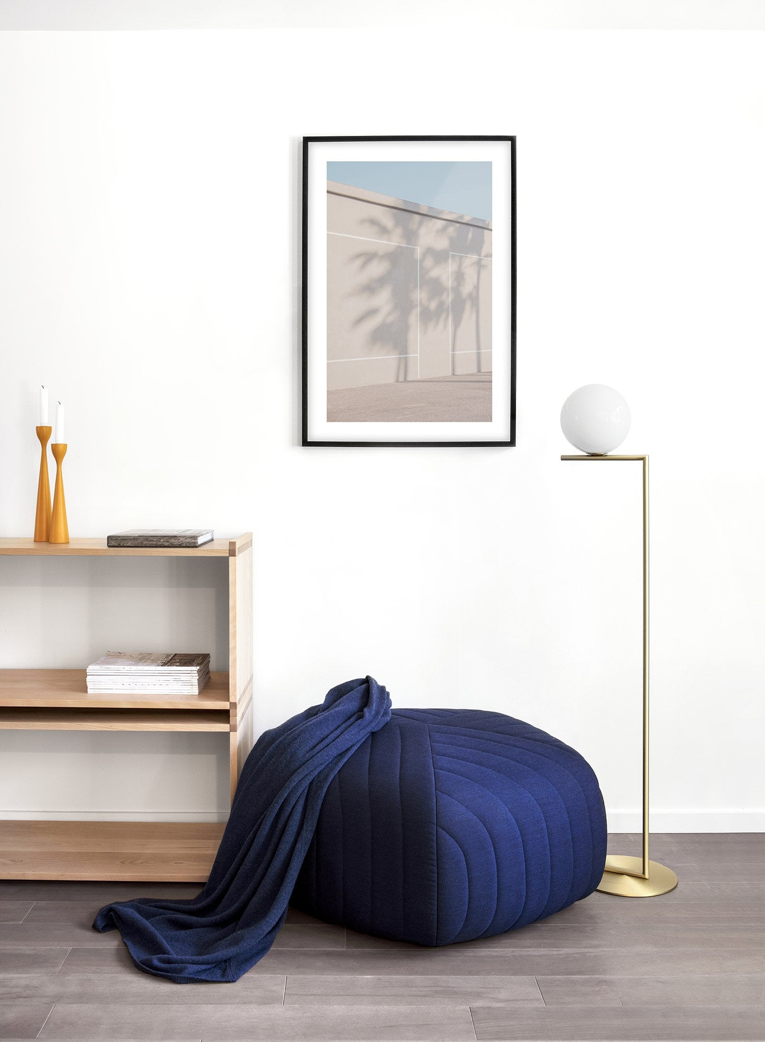 Modern minimalist poster by Opposite Wall with photography of beige wall and palm tree shadows - Lifestyle - Living Room