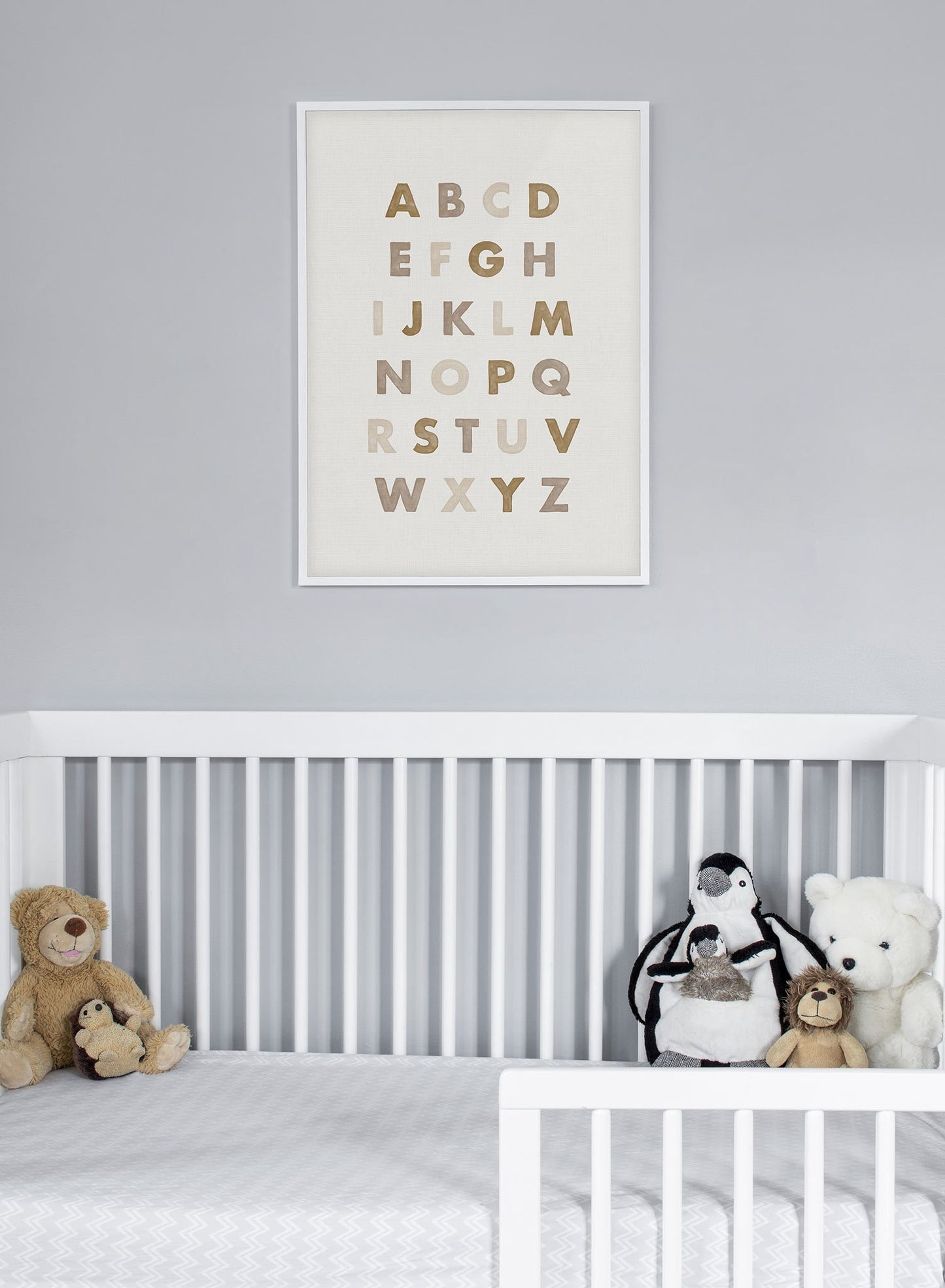 Kids nursery poster by Opposite Wall with Alphabet in Beige watercolour