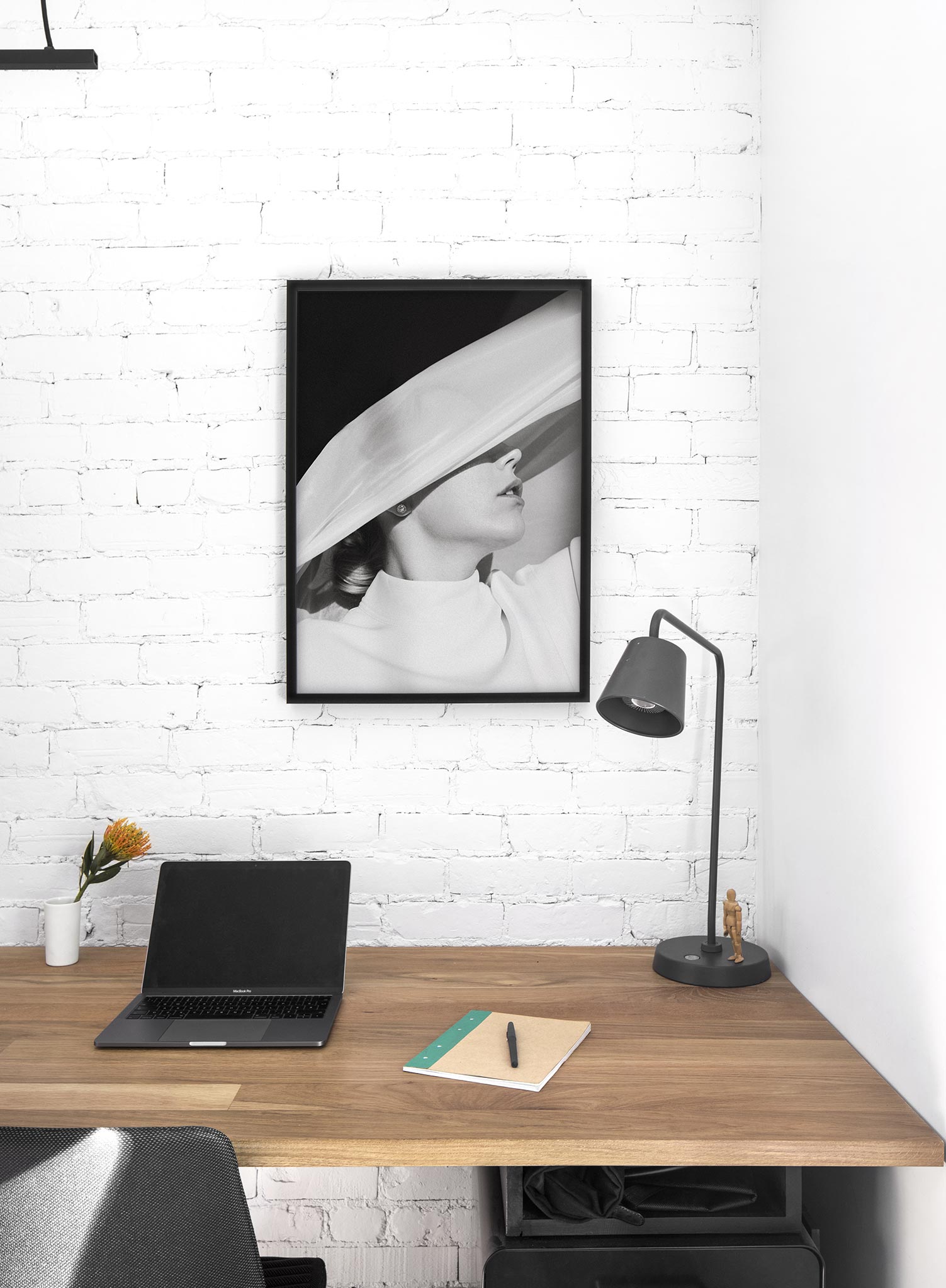 Black and white fashion photography poster by Opposite Wall with woman in the shadows - Lifestyle - Office Desk