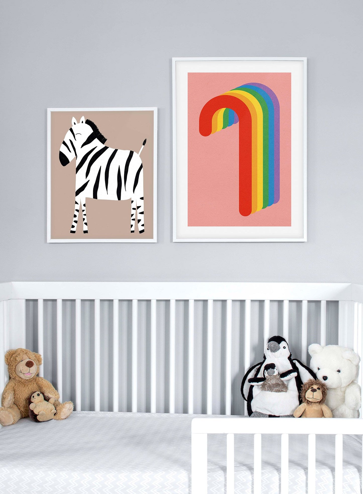 Minimalist pop art paper illustration by German artist Rosi Feist with rainbow candy cane - Lifestyle Duo - Kid's nursery