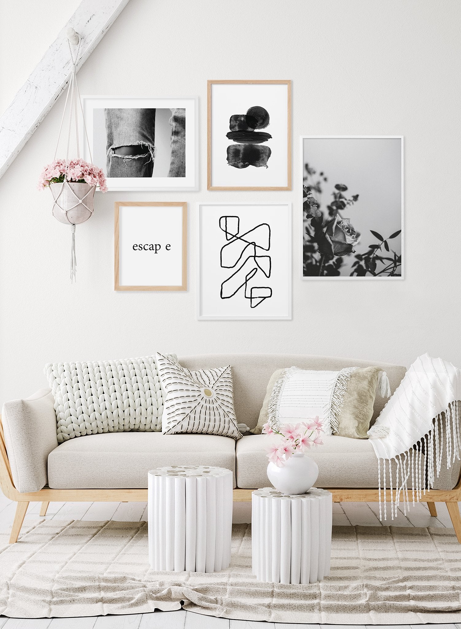 "Romantic Rose" is a flower photography poster by Opposite Wall of a black & white rose flower bouquet. 