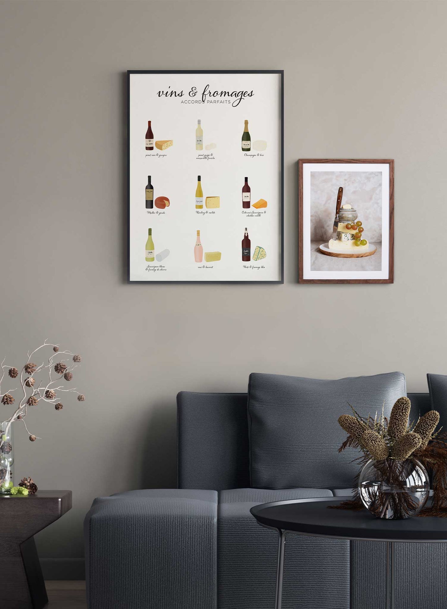 Wine & Cheese Pairings in French is an illustrated wine and cheese poster guide by Opposite Wall.