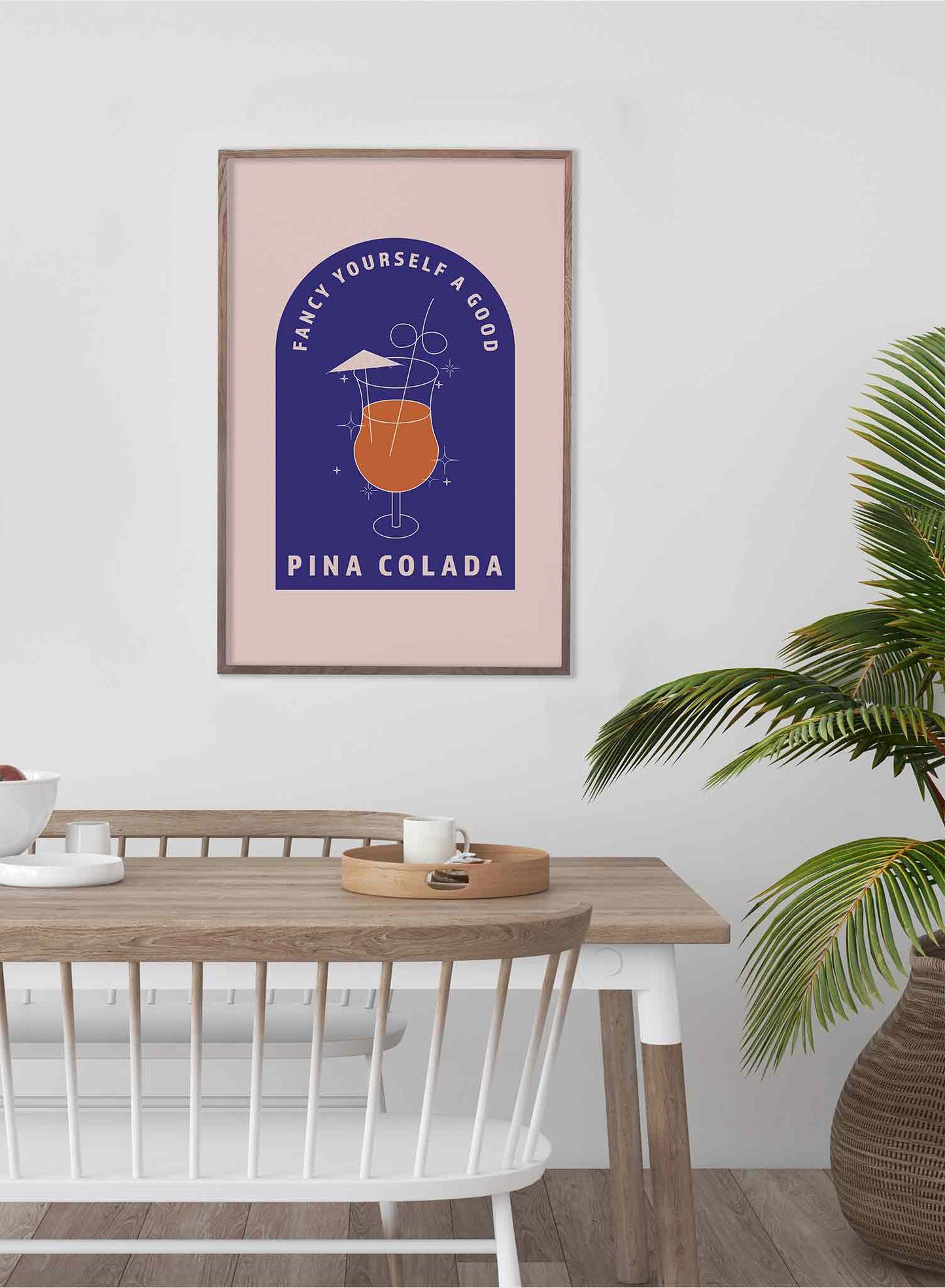 Piña Colada is a retro illustration poster of a orange piña colada cocktail by Opposite Wall.