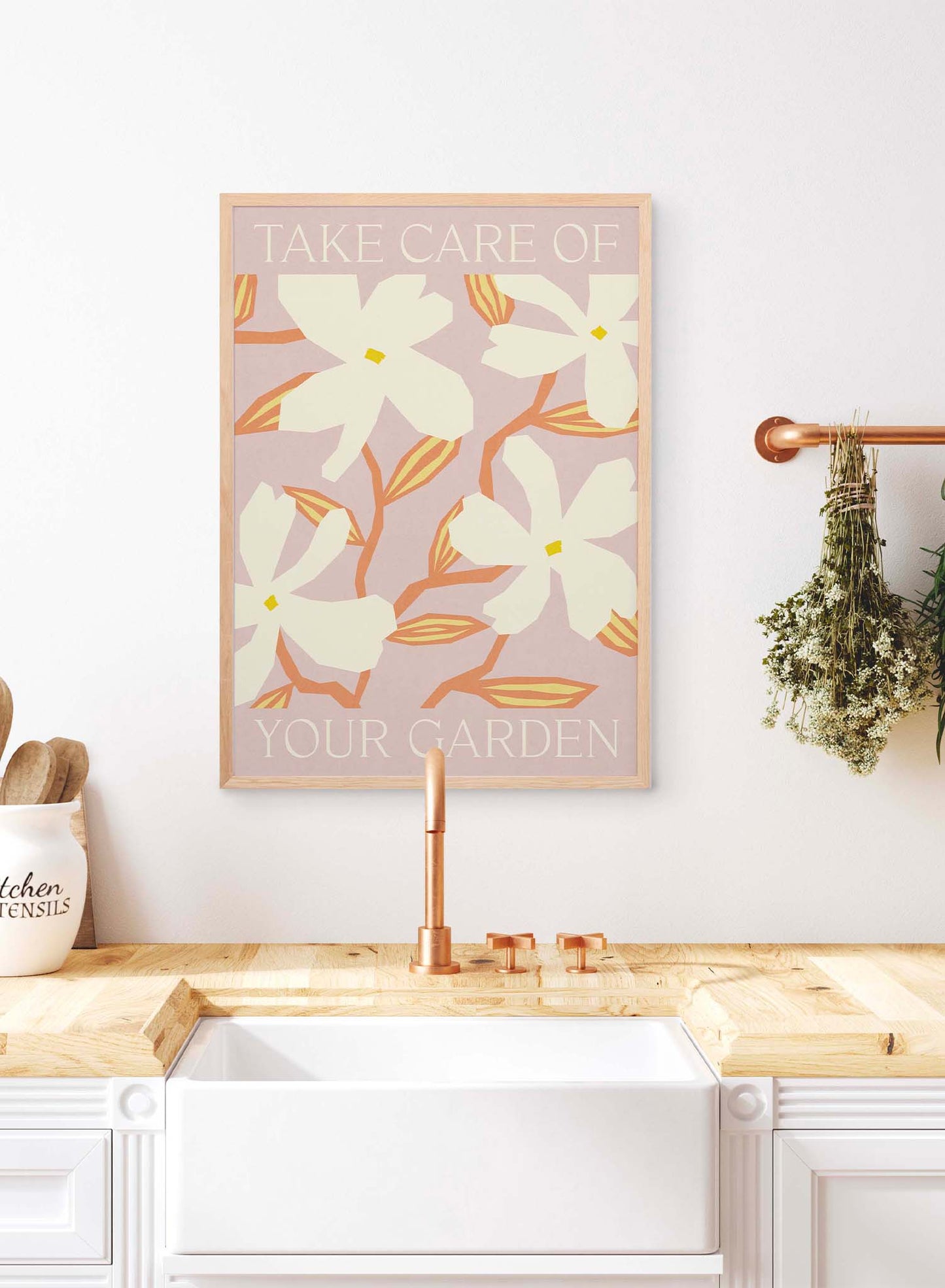 Self-Care Garden is a vector illustration of a patch of white flowers with bright orange and yellow leaves by Opposite Wall.