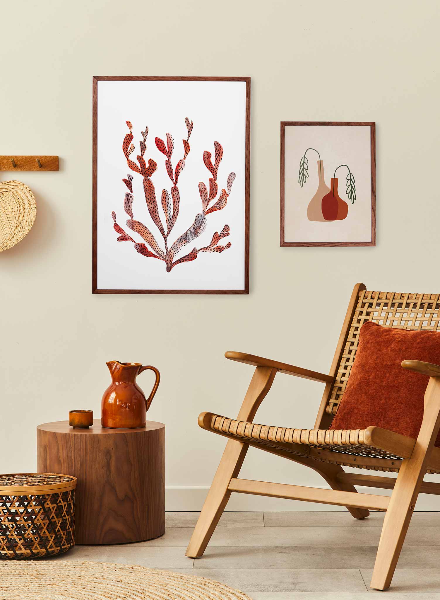 Crimson Coral is a minimalist illustration of a strand of crimson-coloured branch of coral by Opposite Wall.