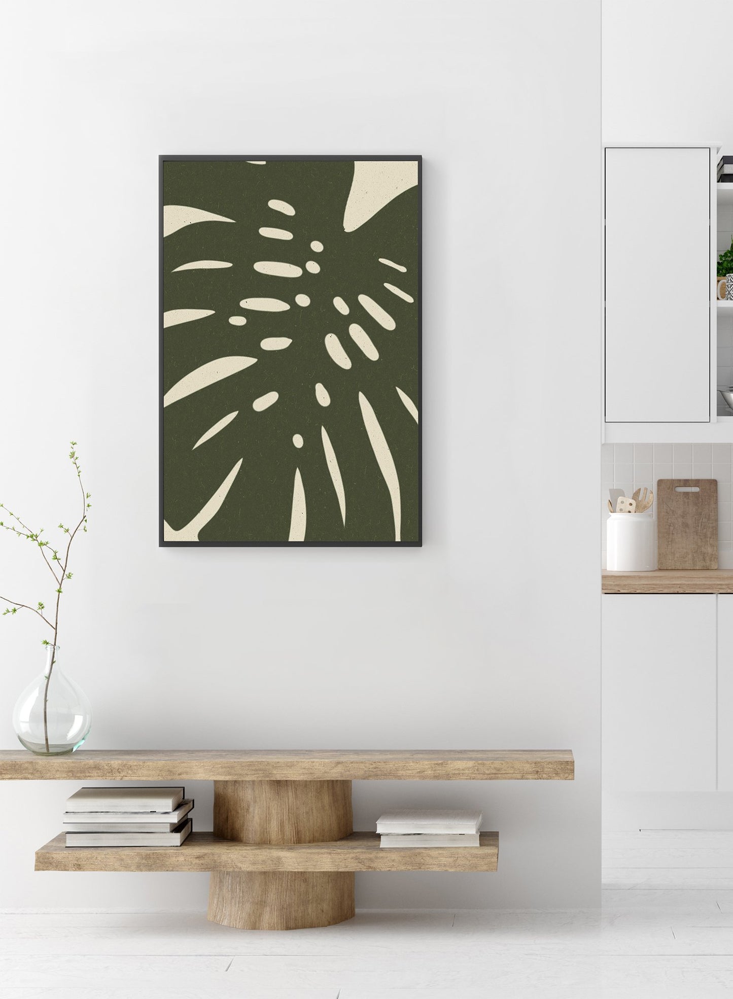 Monstera Shadow is a minimalist illustration of the close-up view of a monstera leaf showing its details by Opposite Wall.