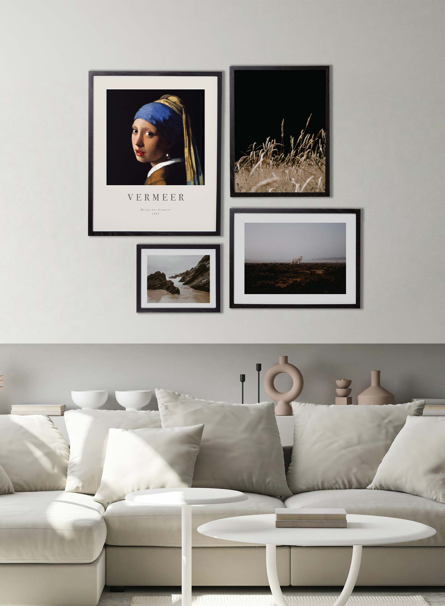 Girl with a Pearl Earring is a minimalist artwork by Opposite Wall of Johannes Vermeer's Meisje met de parel from 1665.