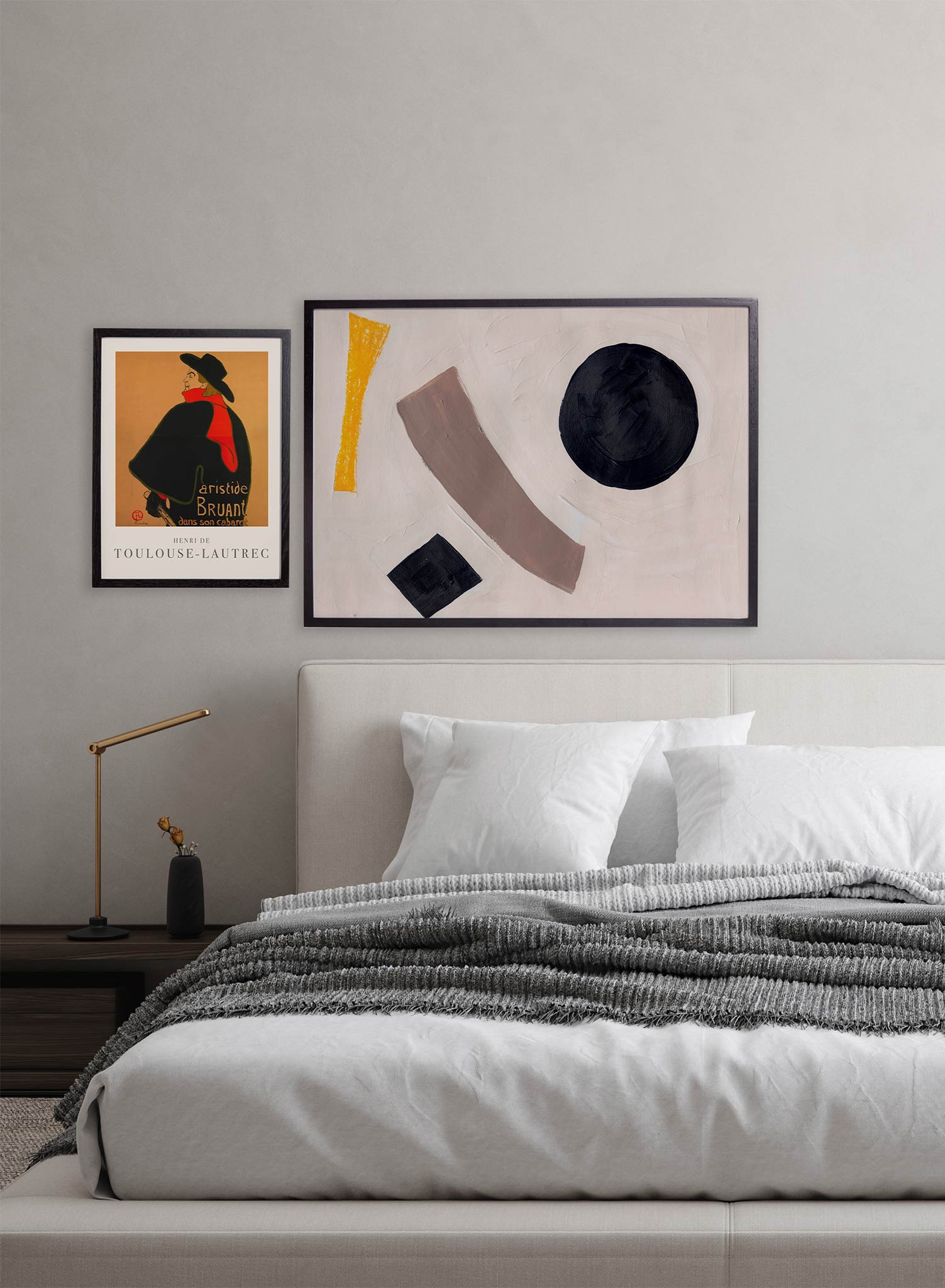 Scattered is a minimalist abstract illustration of a circle and three rectangular shapes by Opposite Wall.