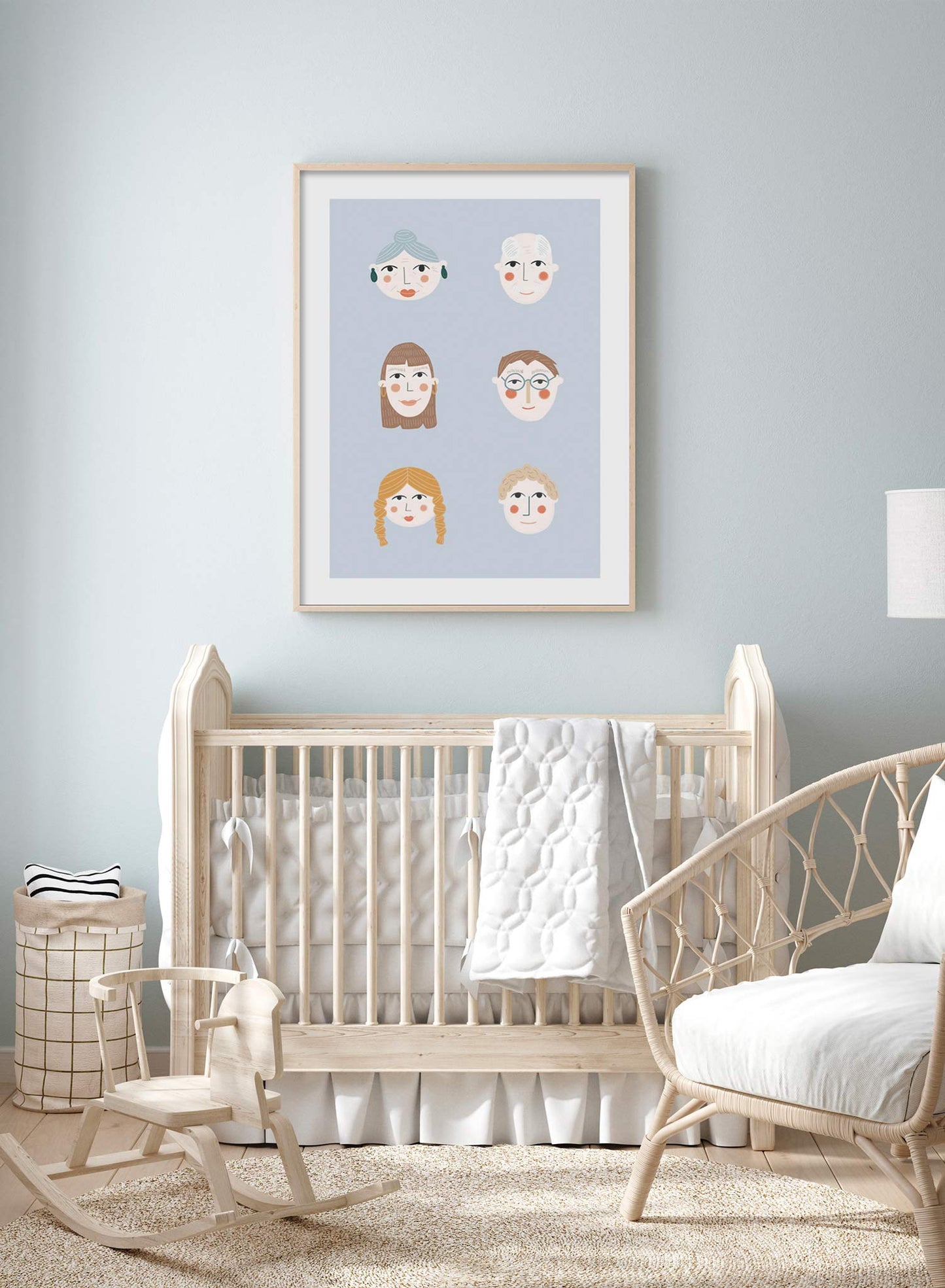 Family Ties is a minimalist illustration by Opposite Wall of family portrait of three generation.