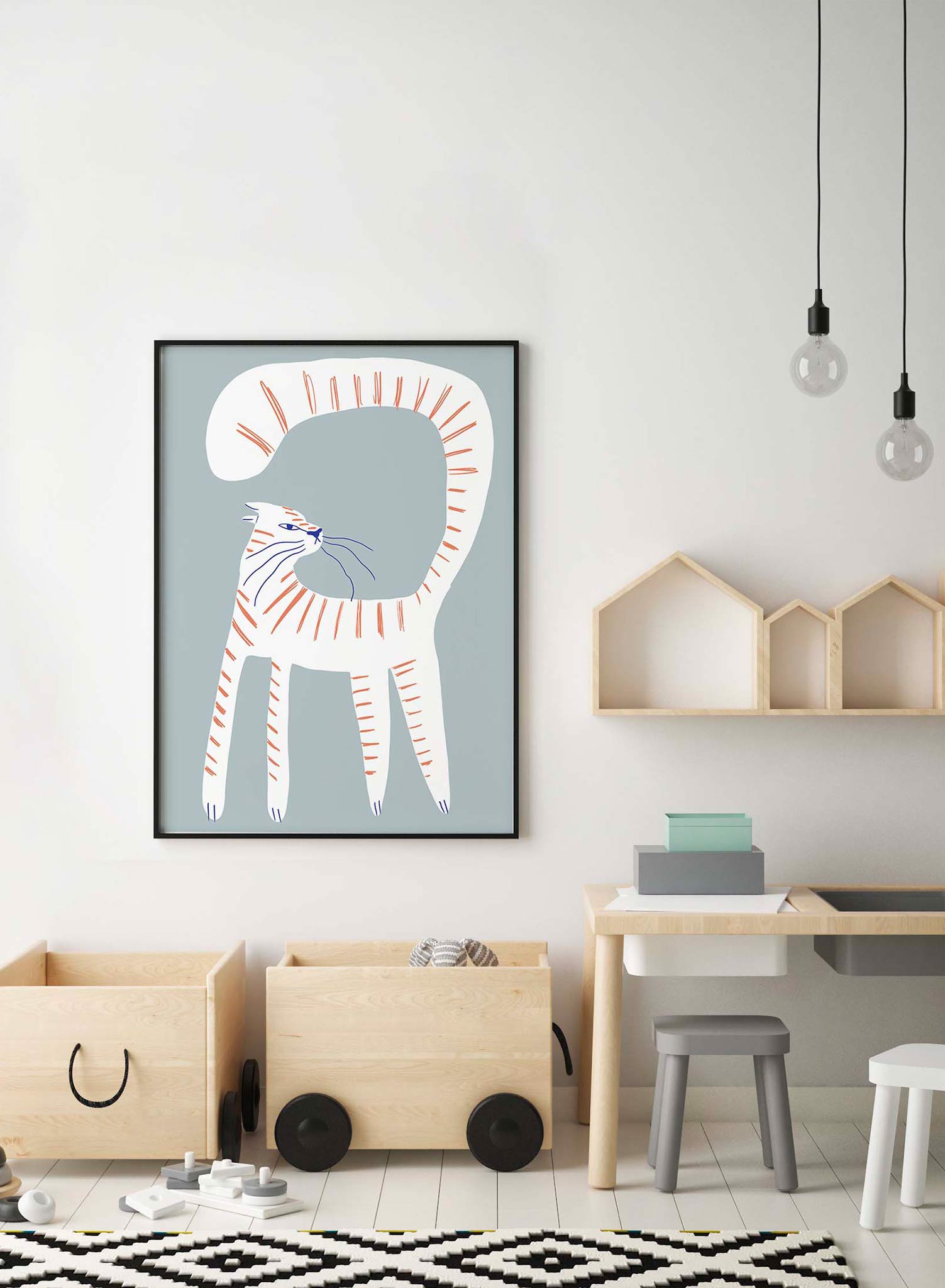 Kitty Attitude is a minimalist illustration by Opposite Wall of a grumpy striped cat raising its tail.