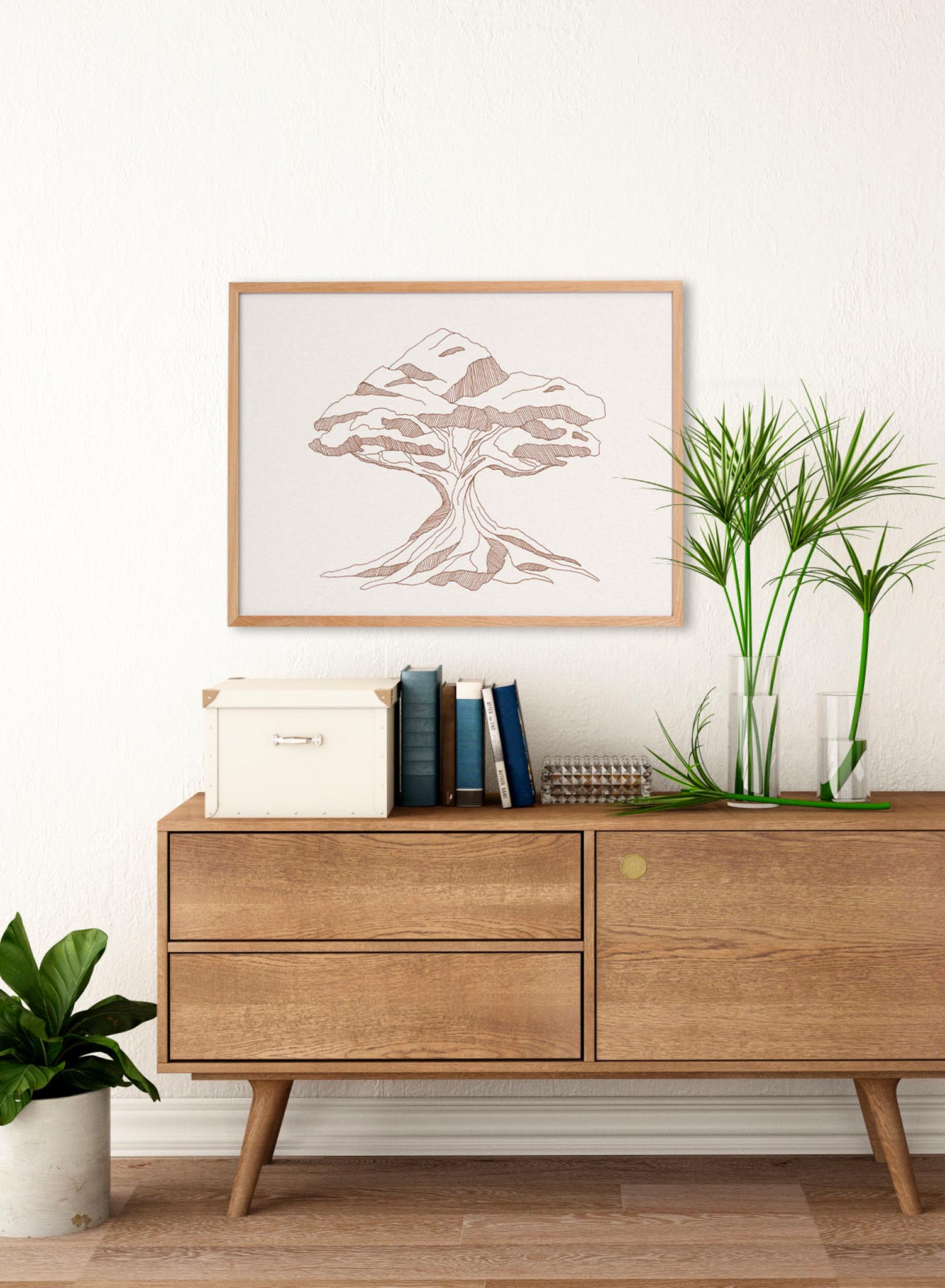 Bonsai is a minimalist illustration by Opposite Wall of a humongous tree drawn to show the details in its shadows.