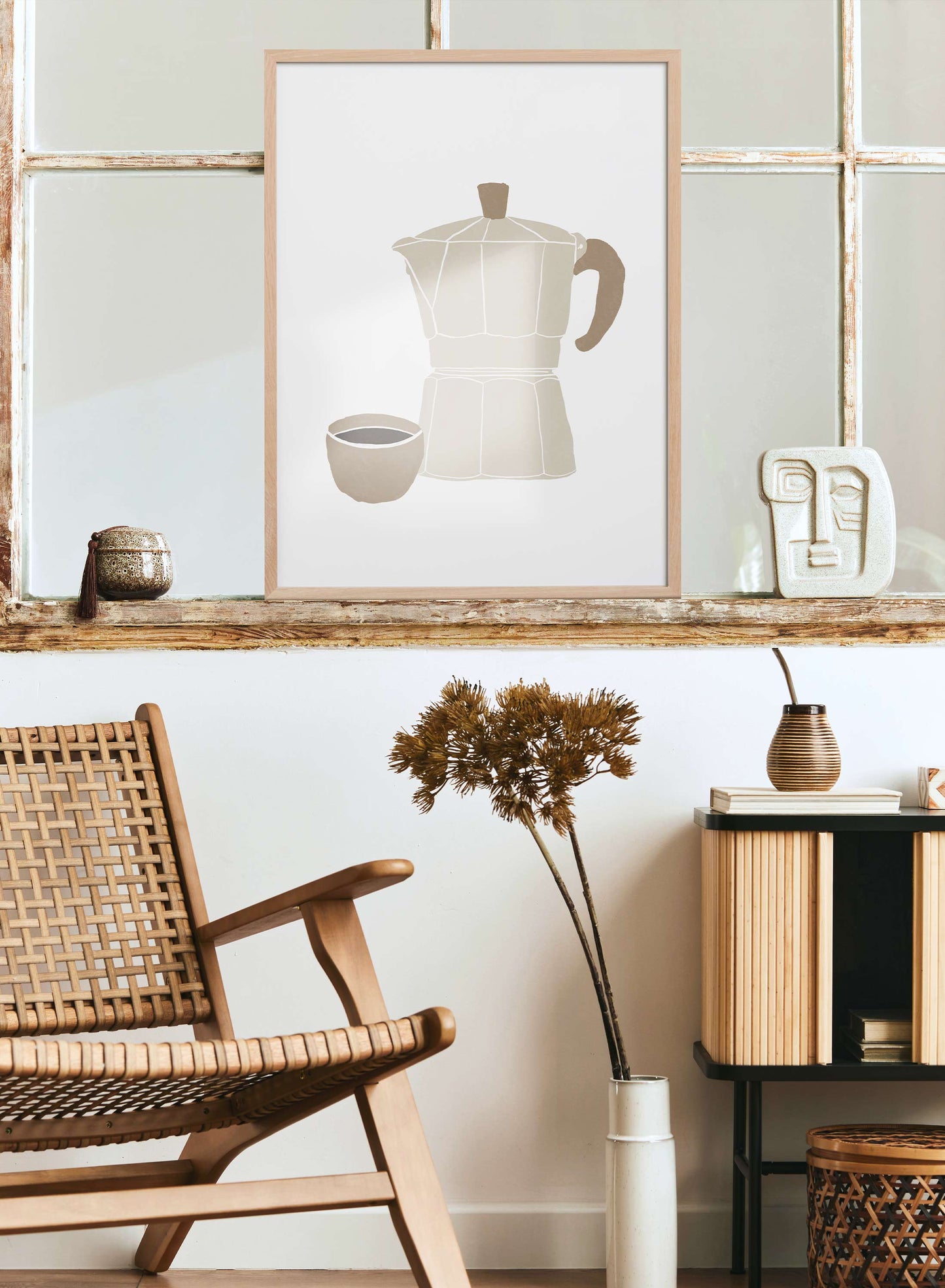 Italian coffee maker and an espresso Illustration, Poster | Oppositewall.com