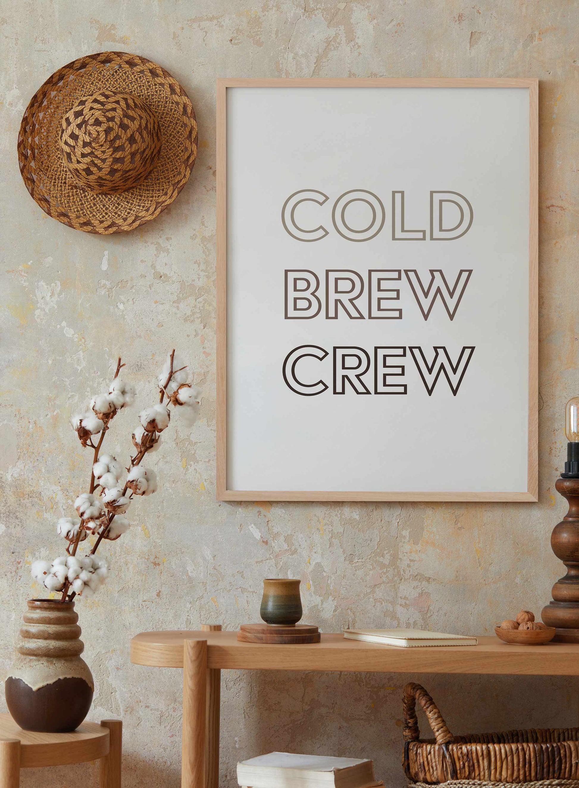 Cold Brew Crew in outline typography, Poster | Oppositewall.com