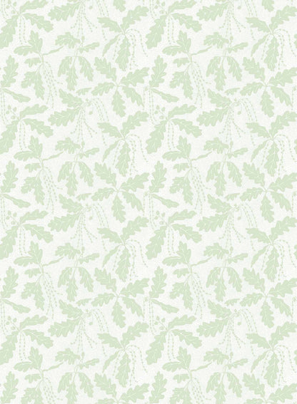 Oak Catkin is a minimalist wallpaper by Opposite Wall of leaves and catkins of oak trees.