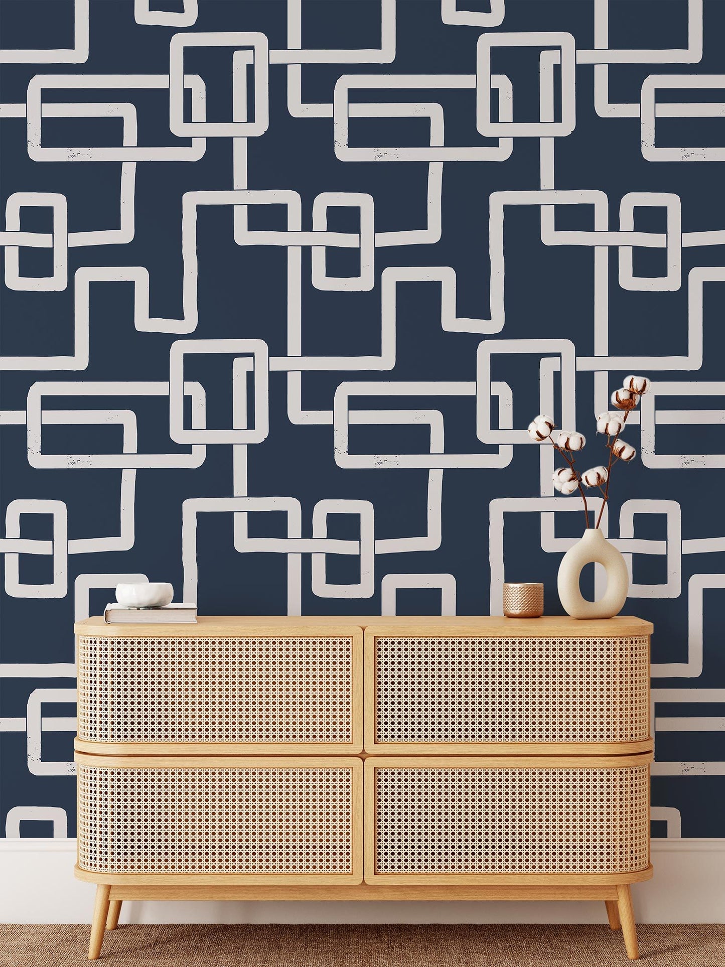 Imbroglio is a minimalist wallpaper by Opposite Wall of lines forming a path to resemble a maze.