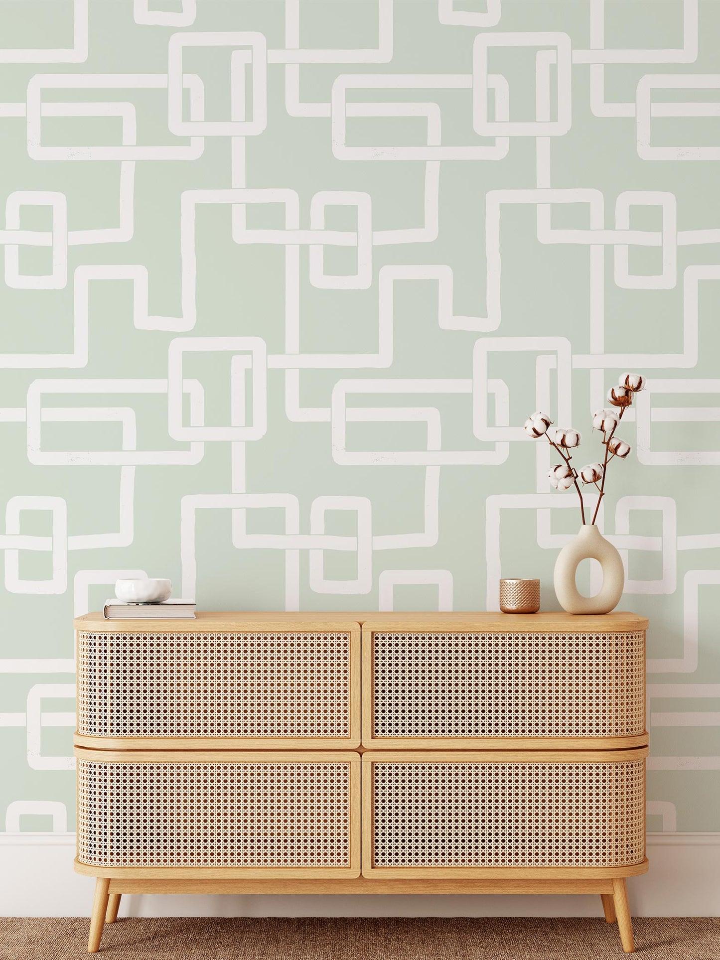 Imbroglio is a minimalist wallpaper by Opposite Wall of lines forming a path to resemble a maze.