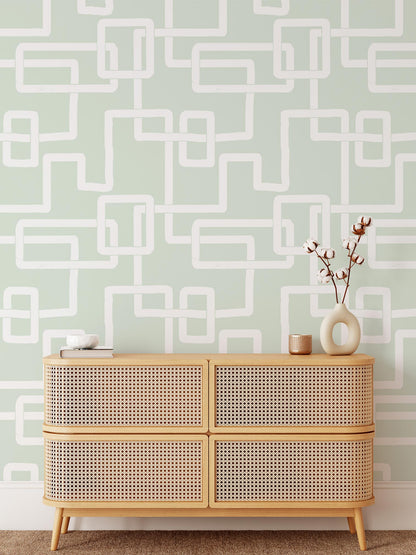 Imbroglio is a minimalist wallpaper by Opposite Wall of lines forming a path to resemble a maze.