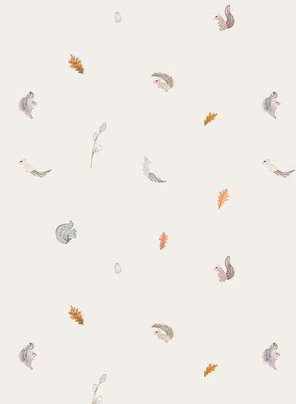 Squirrel Friends is a Minimalist wallpaper by Opposite Wall of colorful squirrels.