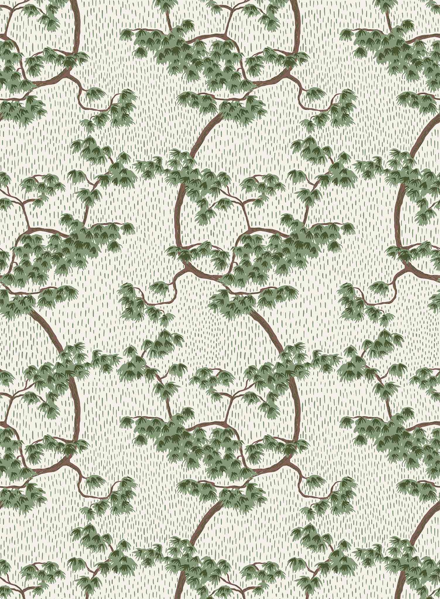 Bonasai is a minimalist wallpaper by Opposite Wall of branches of pine bonsai going down vertically.