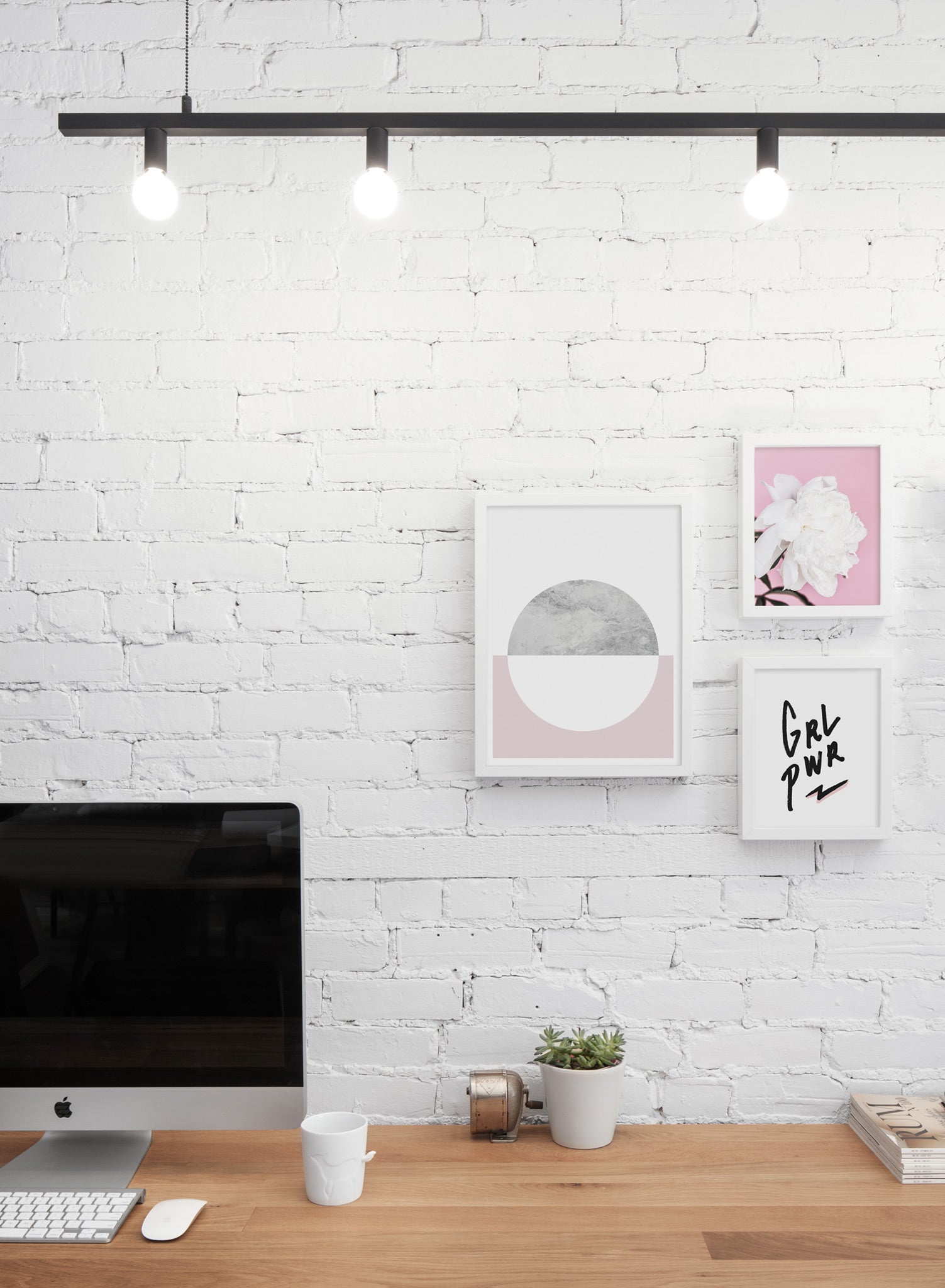 Scandinavian art print by Opposite Wall with Girl Power graphic typography design - Personal office