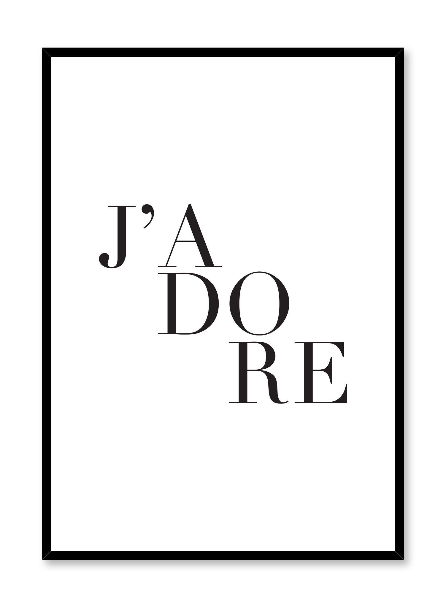 J’adore Scandinavian typography art print by Opposite Wall