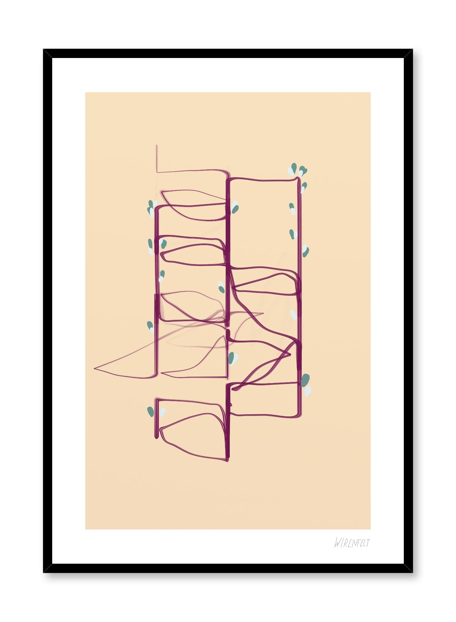 Modern minimalist poster by Opposite Wall with abstract paint design of maze from above