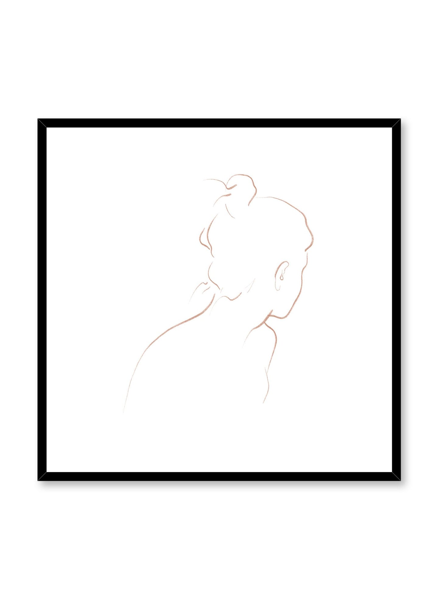 Modern minimalist square poster by Opposite Wall with abstract illustration of Into the Distance with beige line art