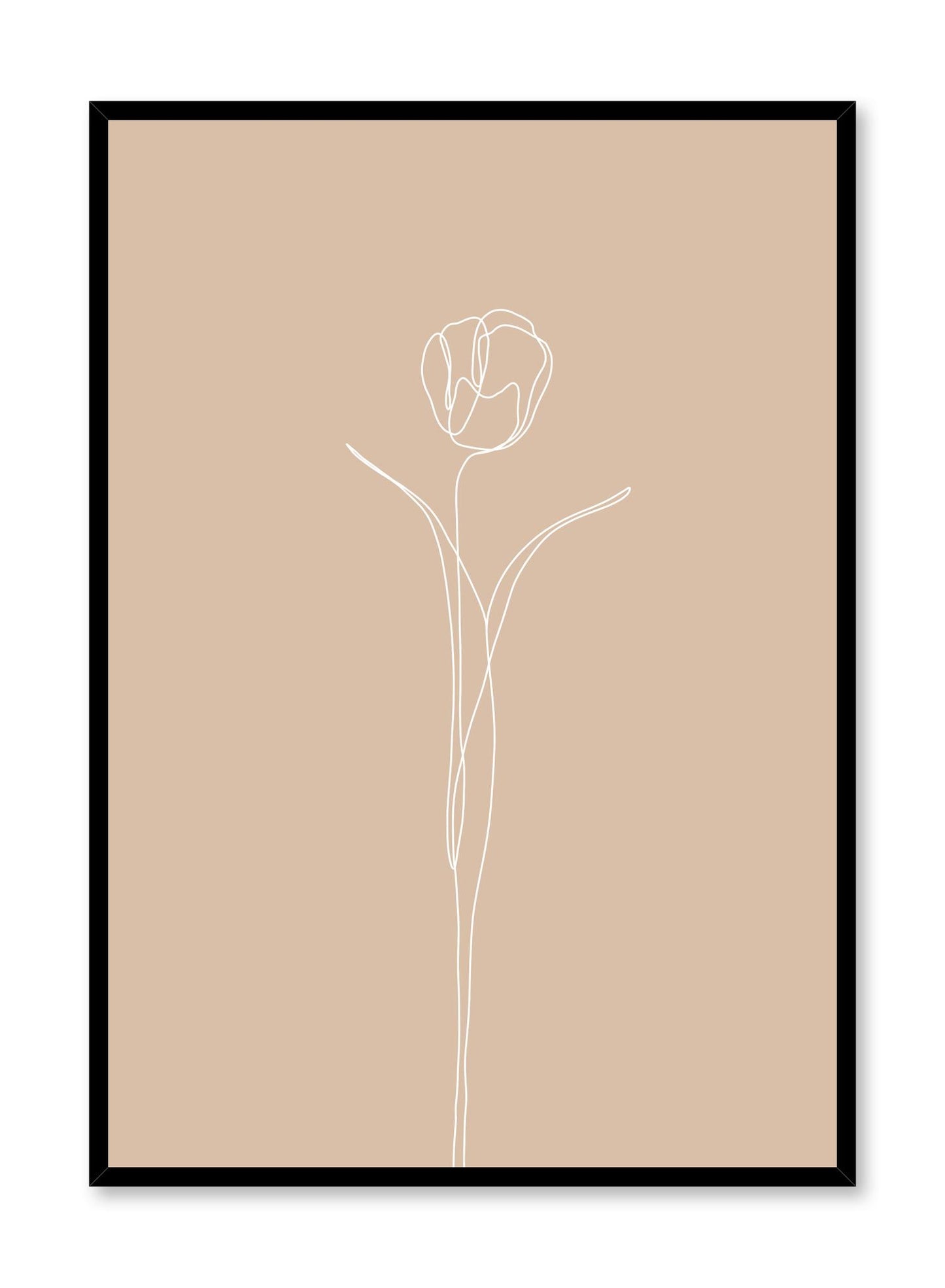 Modern minimalist poster by Opposite Wall with abstract illustration of Tulip with orange background