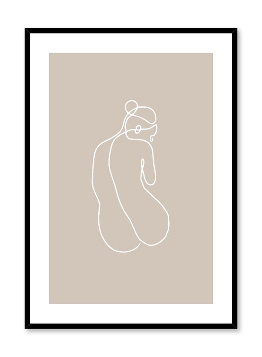 Modern minimalist poster by Opposite Wall with abstract line art illustration of Silhouette with tan beige background