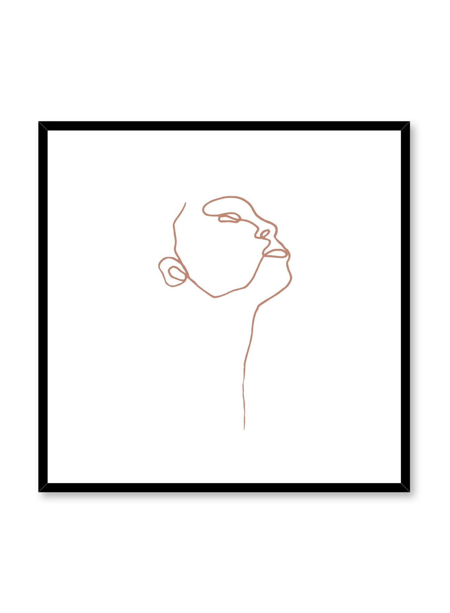 Modern minimalist poster by Opposite Wall with abstract illustration of Profile with brown orange line art