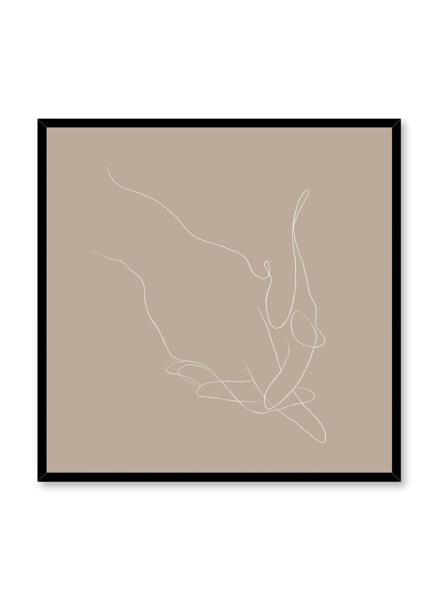 Modern minimalist poster by Opposite Wall with abstract illustration of holding hands line art and beige background