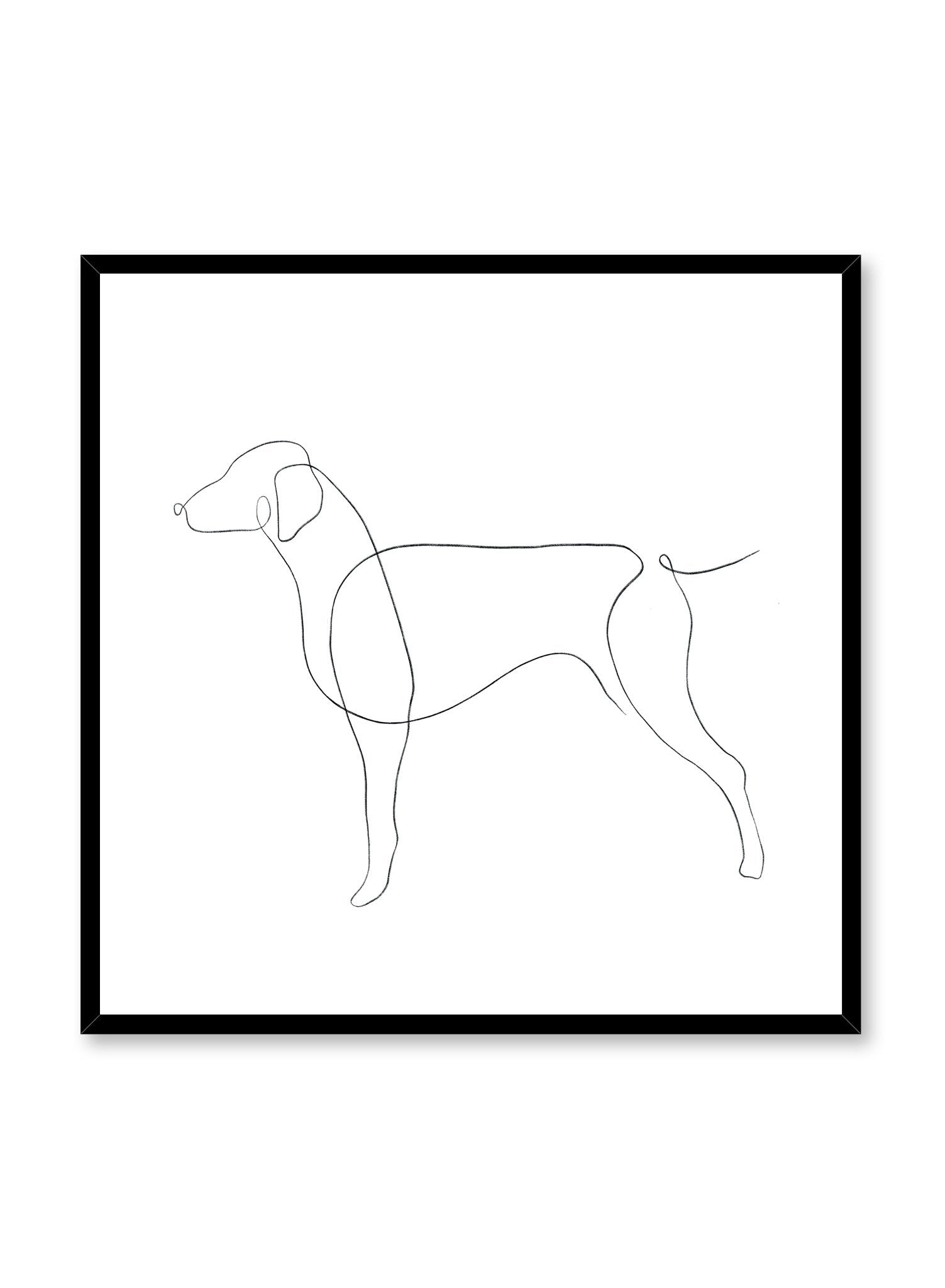 Modern minimalist poster by Opposite Wall with abstract illustration of dog line art