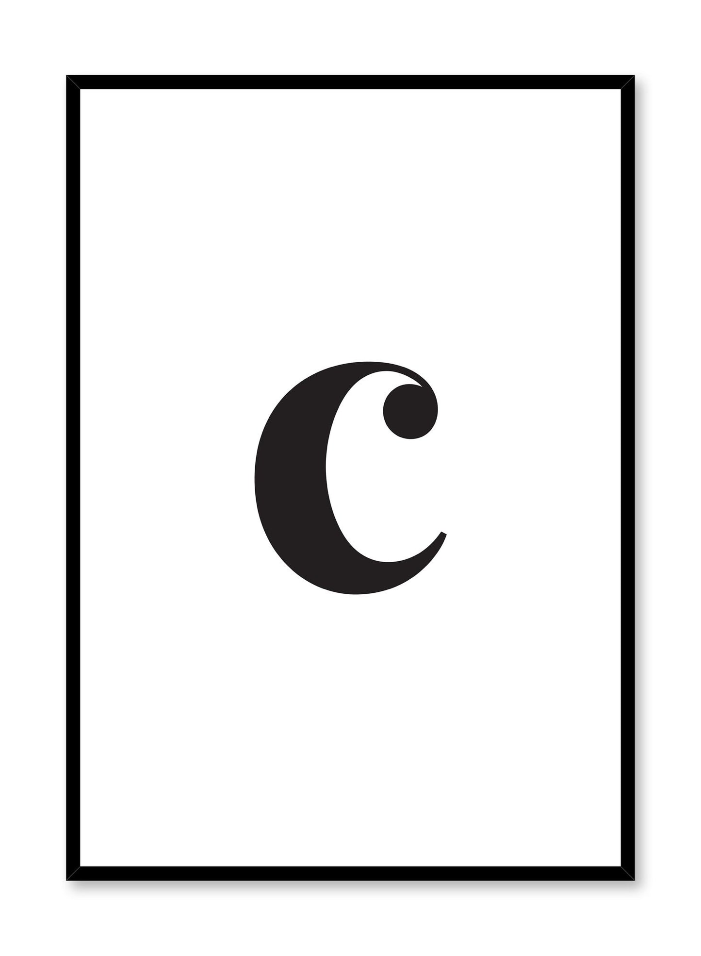 Scandinavian poster with black and white graphic typography design of lowercase letter C by Opposite Wall