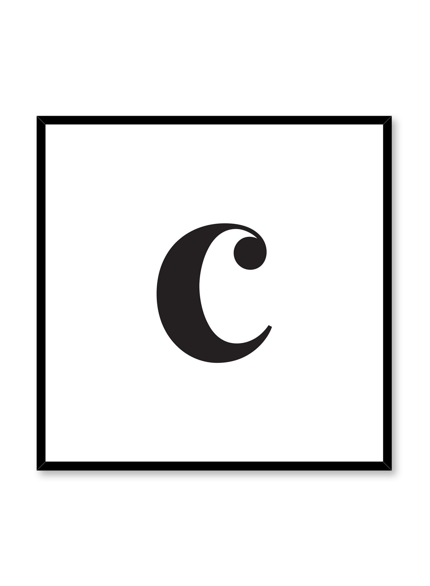 Scandinavian poster with black and white graphic typography design of lowercase letter C by Opposite Wall