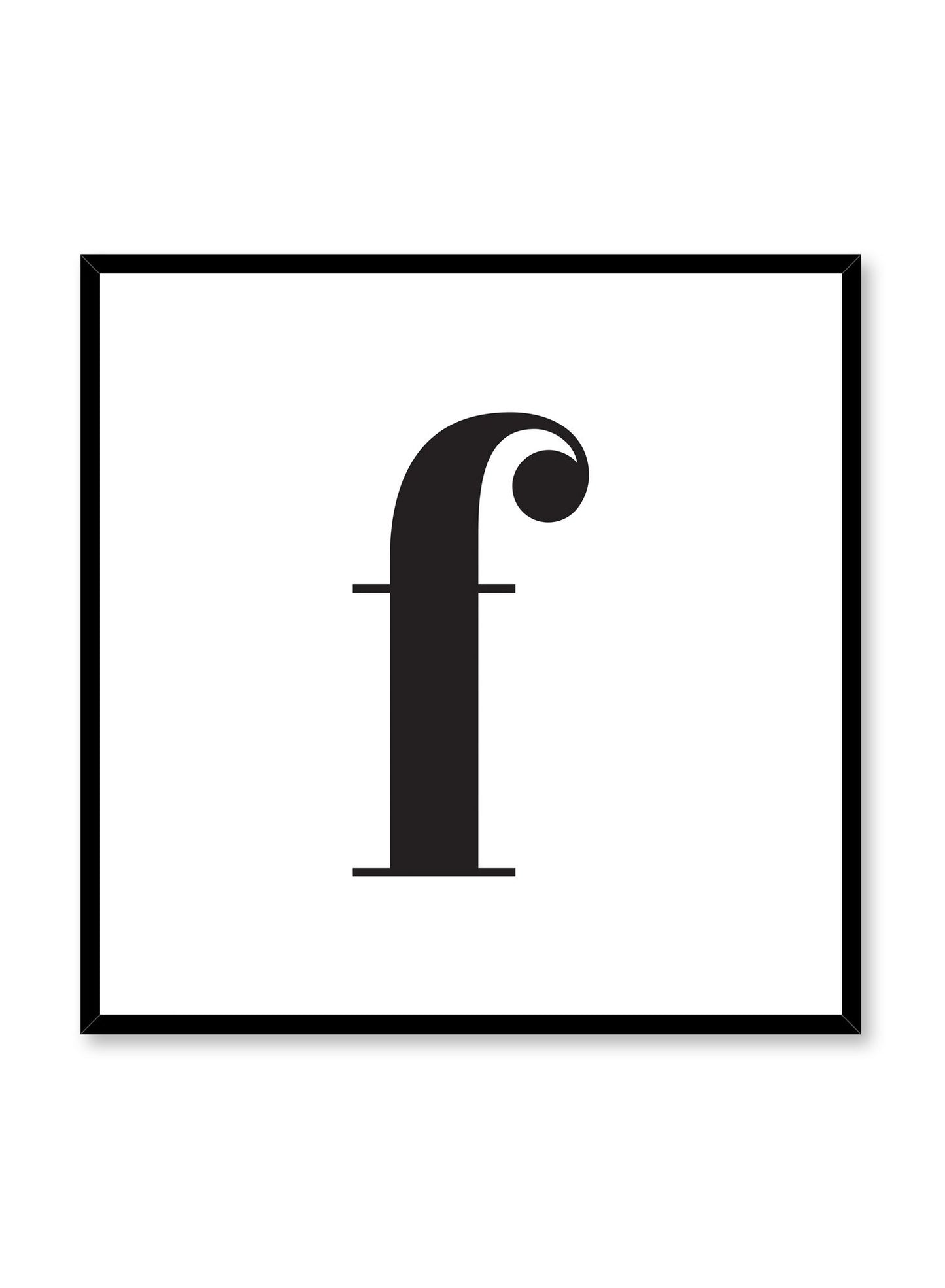 Scandinavian poster with black and white graphic typography design of lowercase letter F by Opposite Wall