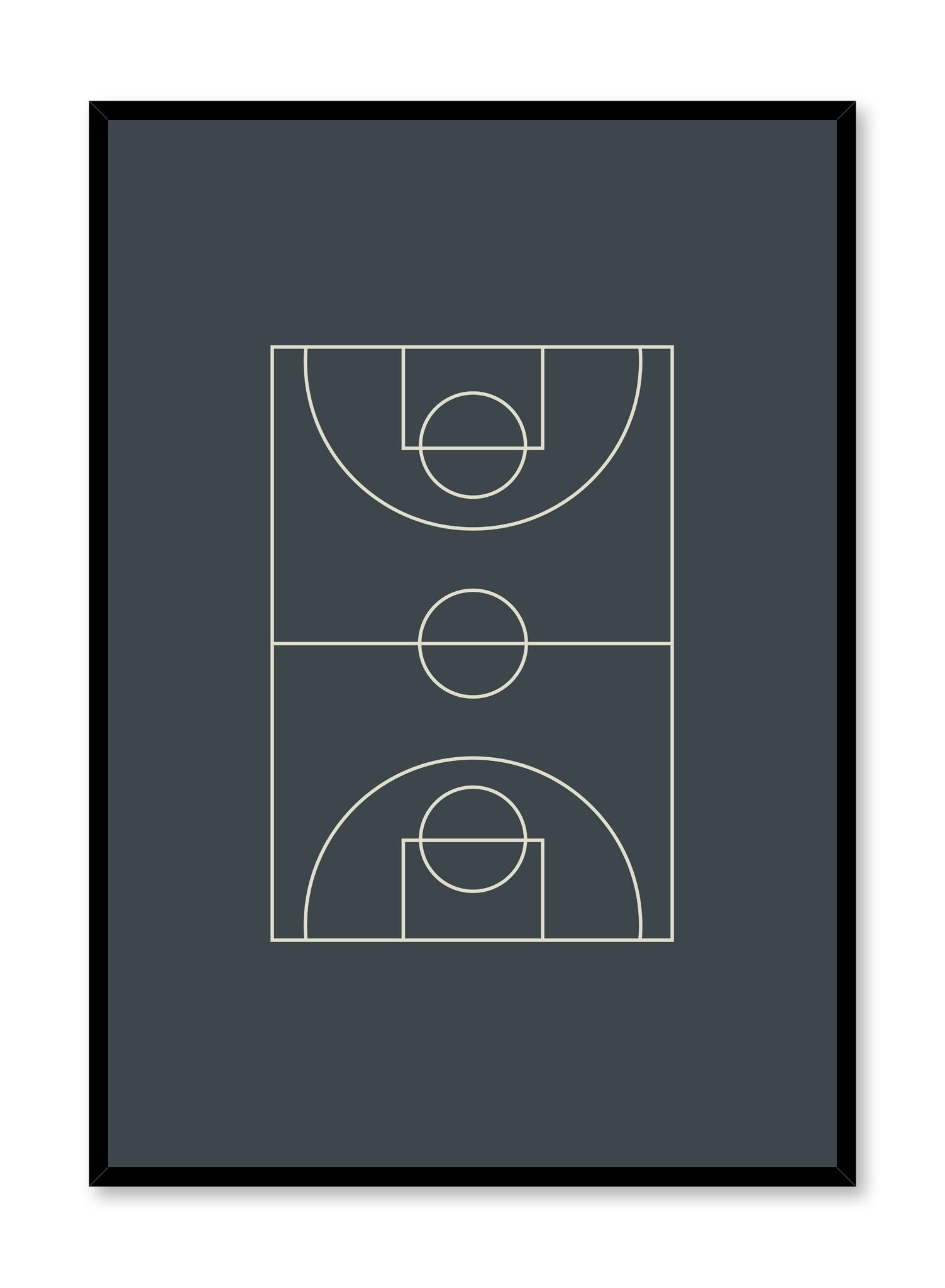 Minimalist design poster by Opposite Wall with Baseline abstract graphic design basketball court in grey