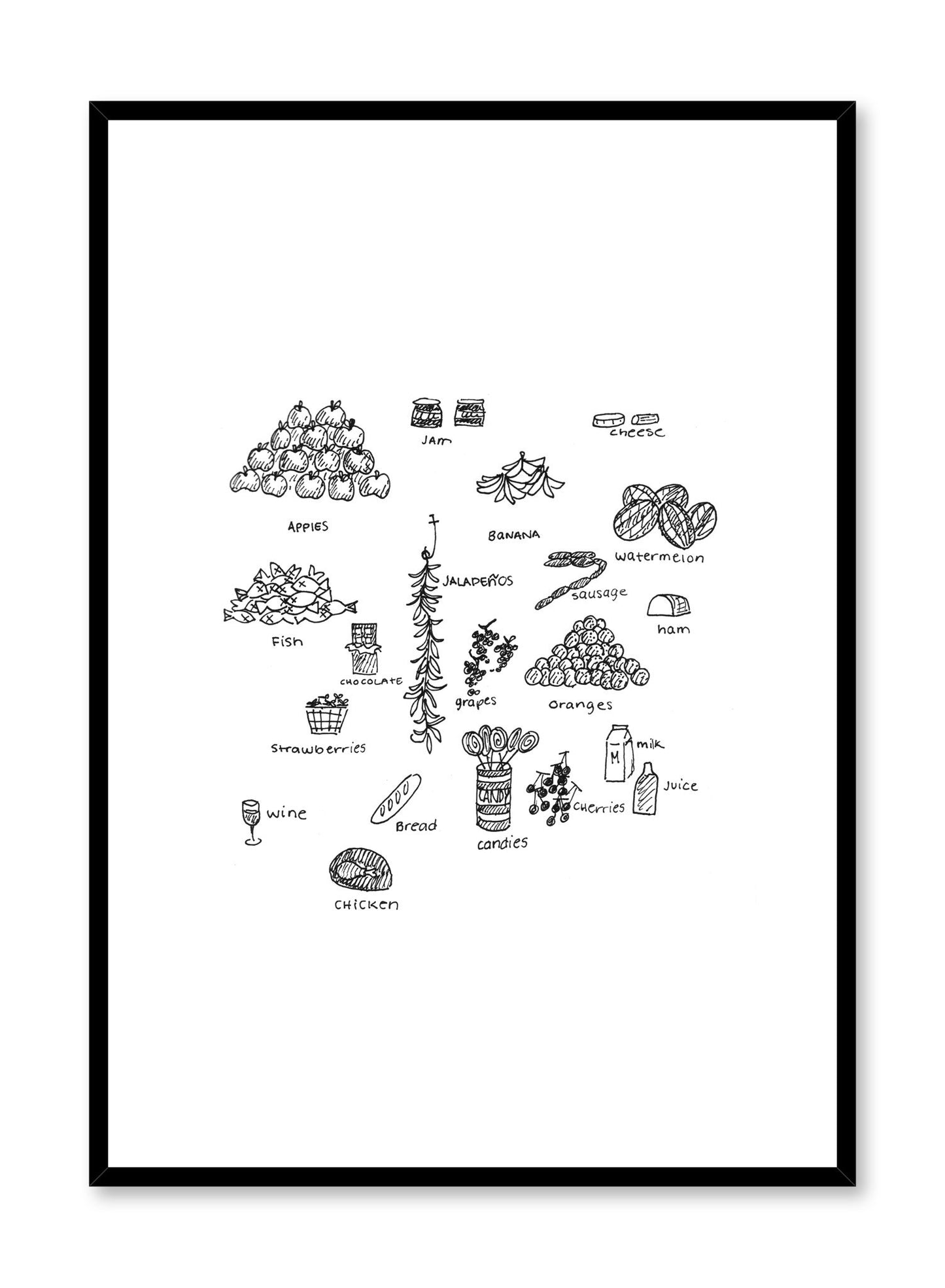 Minimalist poster by Opposite Wall with At The Market illustration