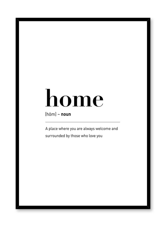 Scandinavian poster with black and white graphic typography design of Home text by Opposite Wall